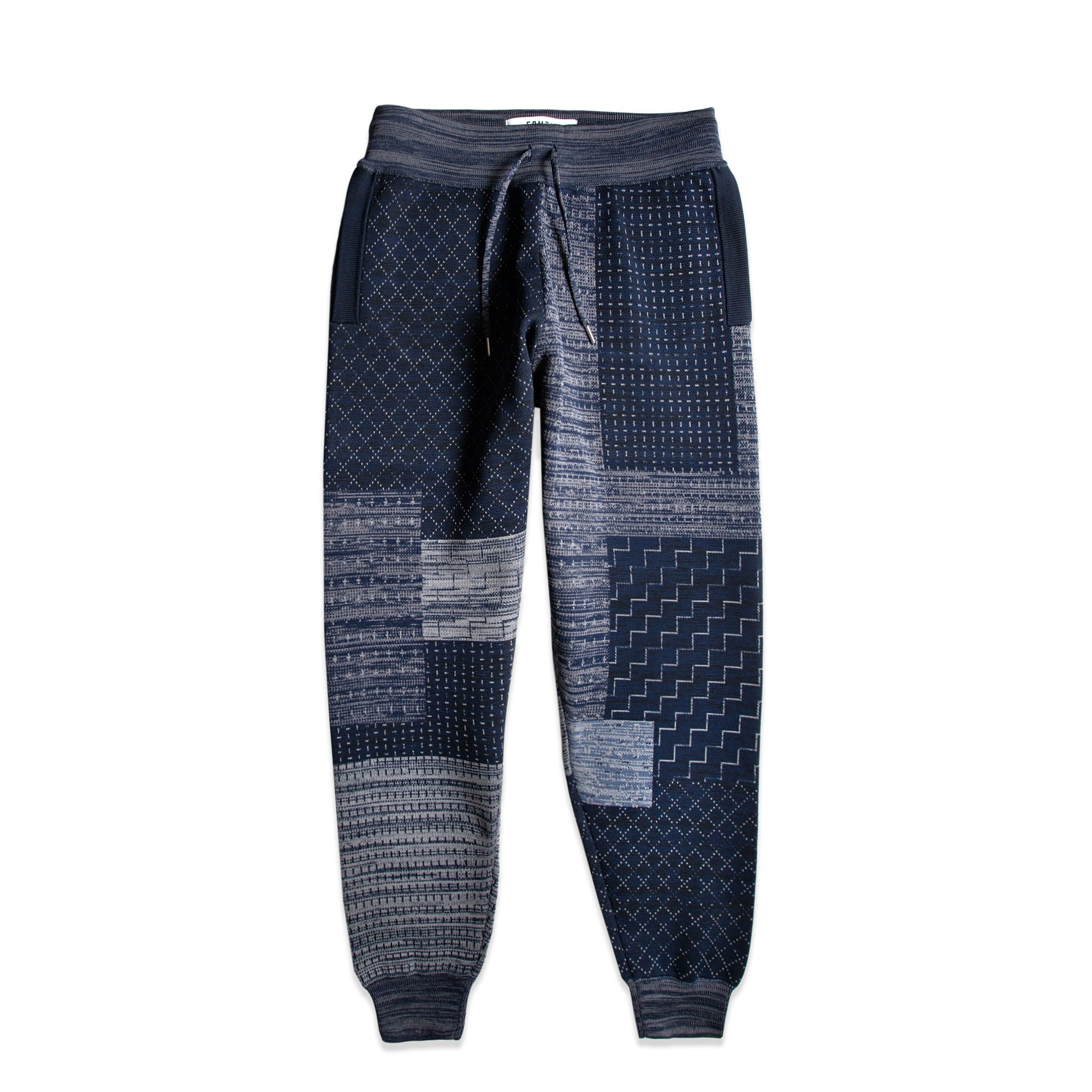 FDMTL Mens Jog Patchwork Navy Pants