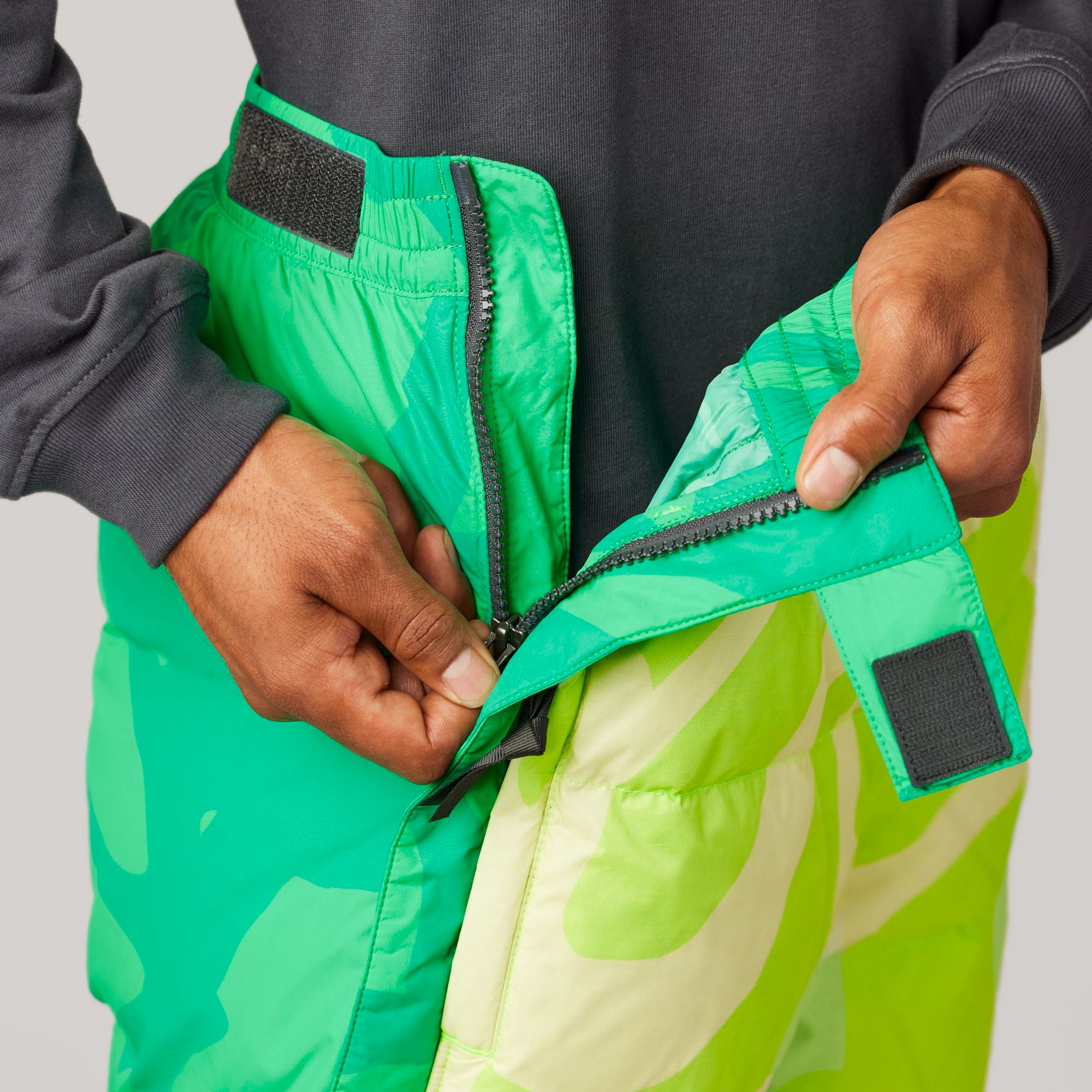The North Face Mens XX Kaws Retro 1996 Nuptse Pants 'Safety Green Nuptse Print'