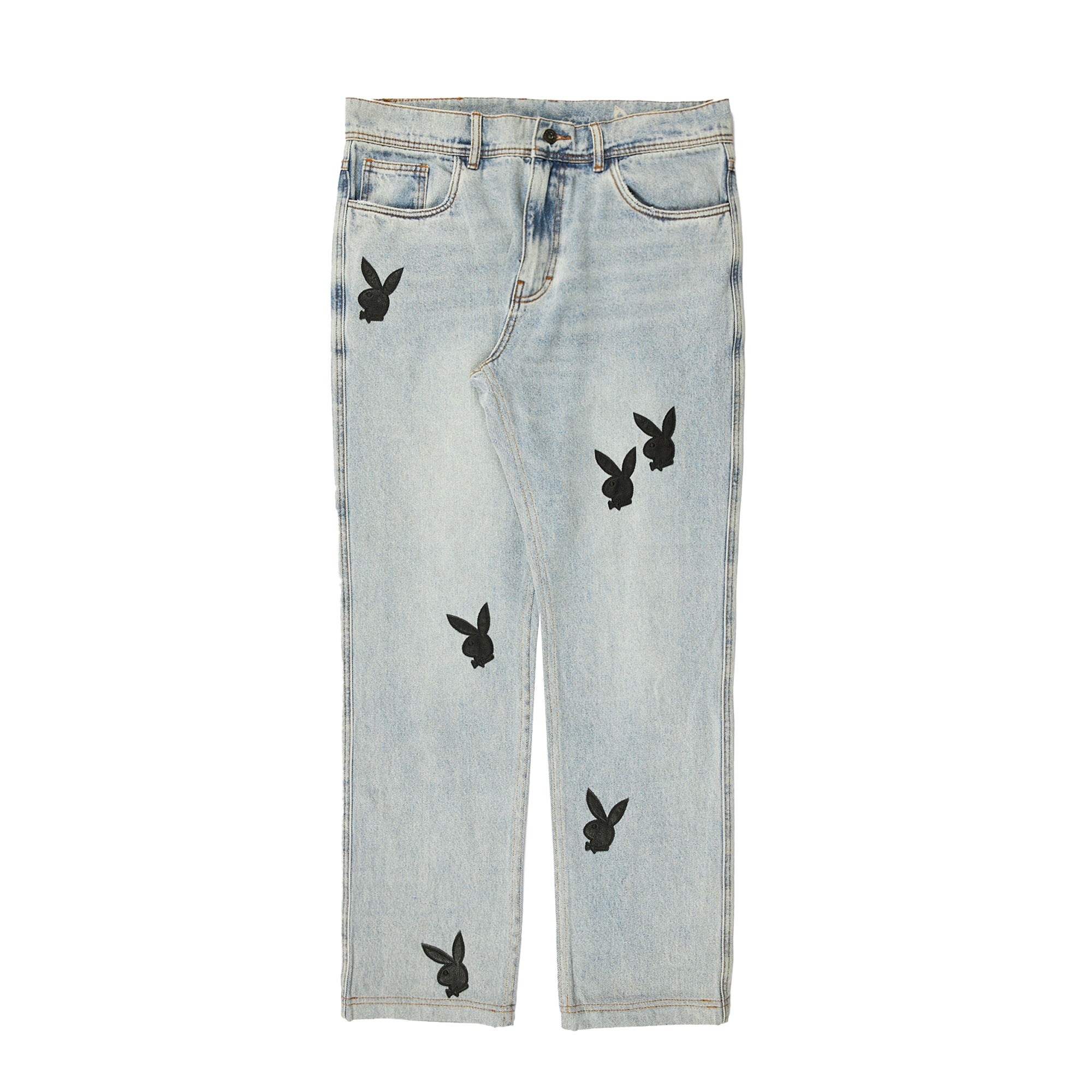 Pleasures x Playboy Mens Bunny Applique Pants 'Denim Washed'