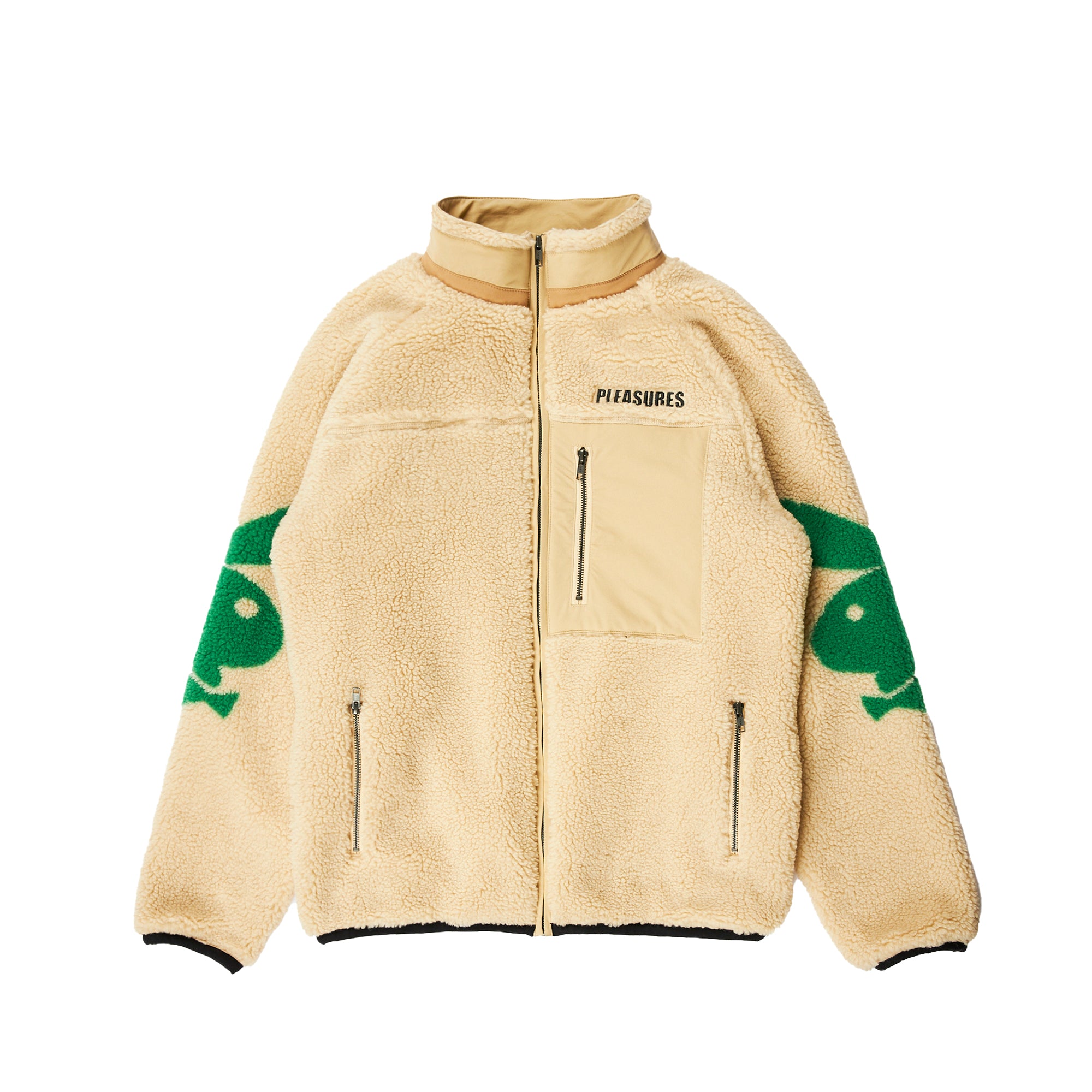 Pleasures x Playboy Mens Bunny Sherpa Zip Up Jacket 'Tan'