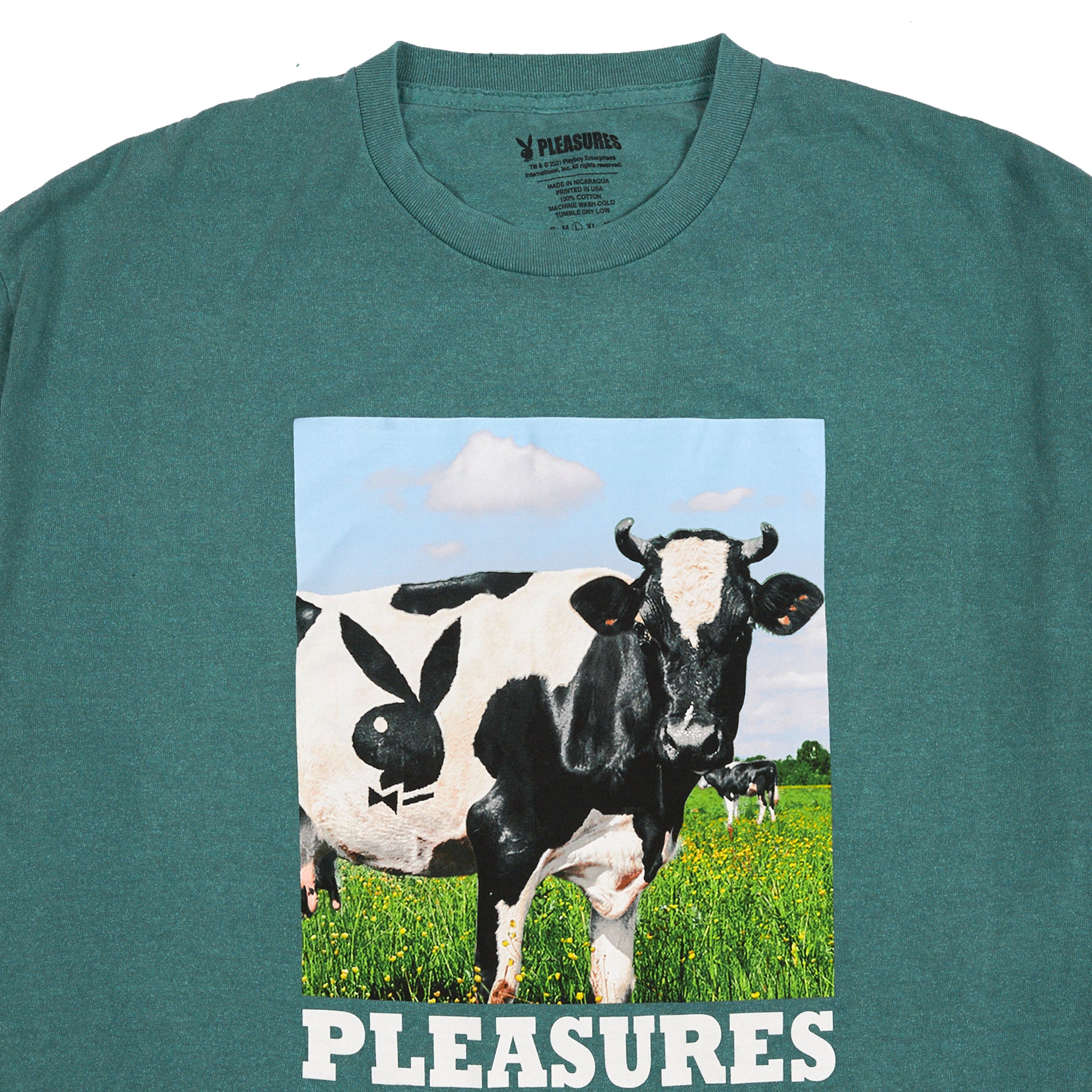 Pleasures x Playboy Mens Moo T-Shirt 'Forest Green'