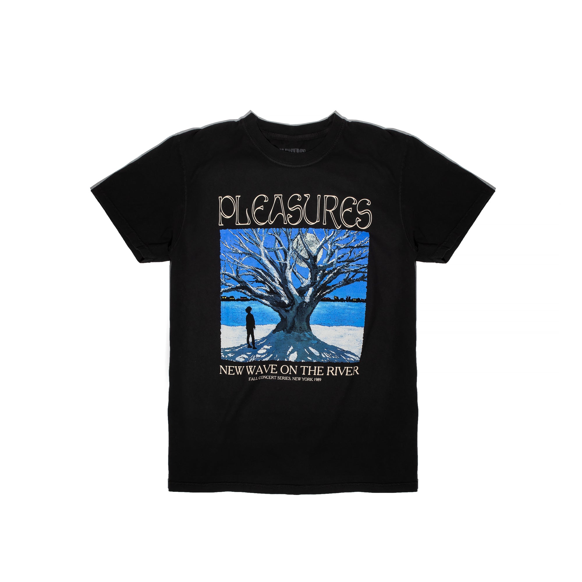 Pleasures Mens River Pigment Dye T-Shirt 'Black'