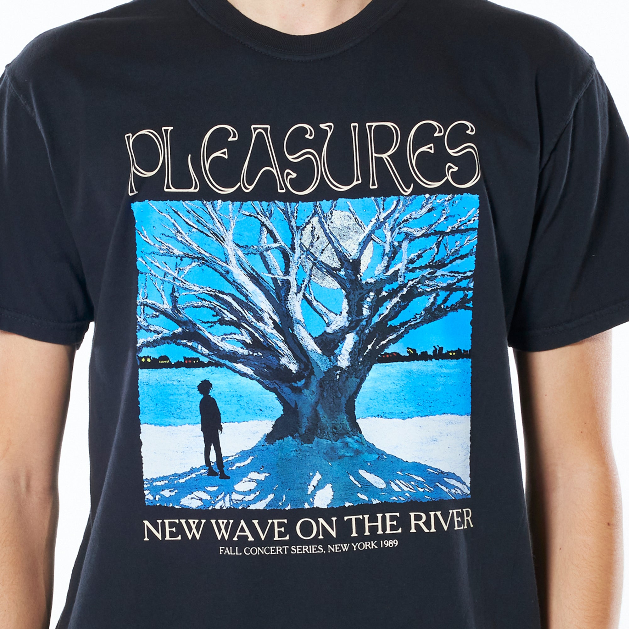 Pleasures Mens River Pigment Dye T-Shirt 'Black'