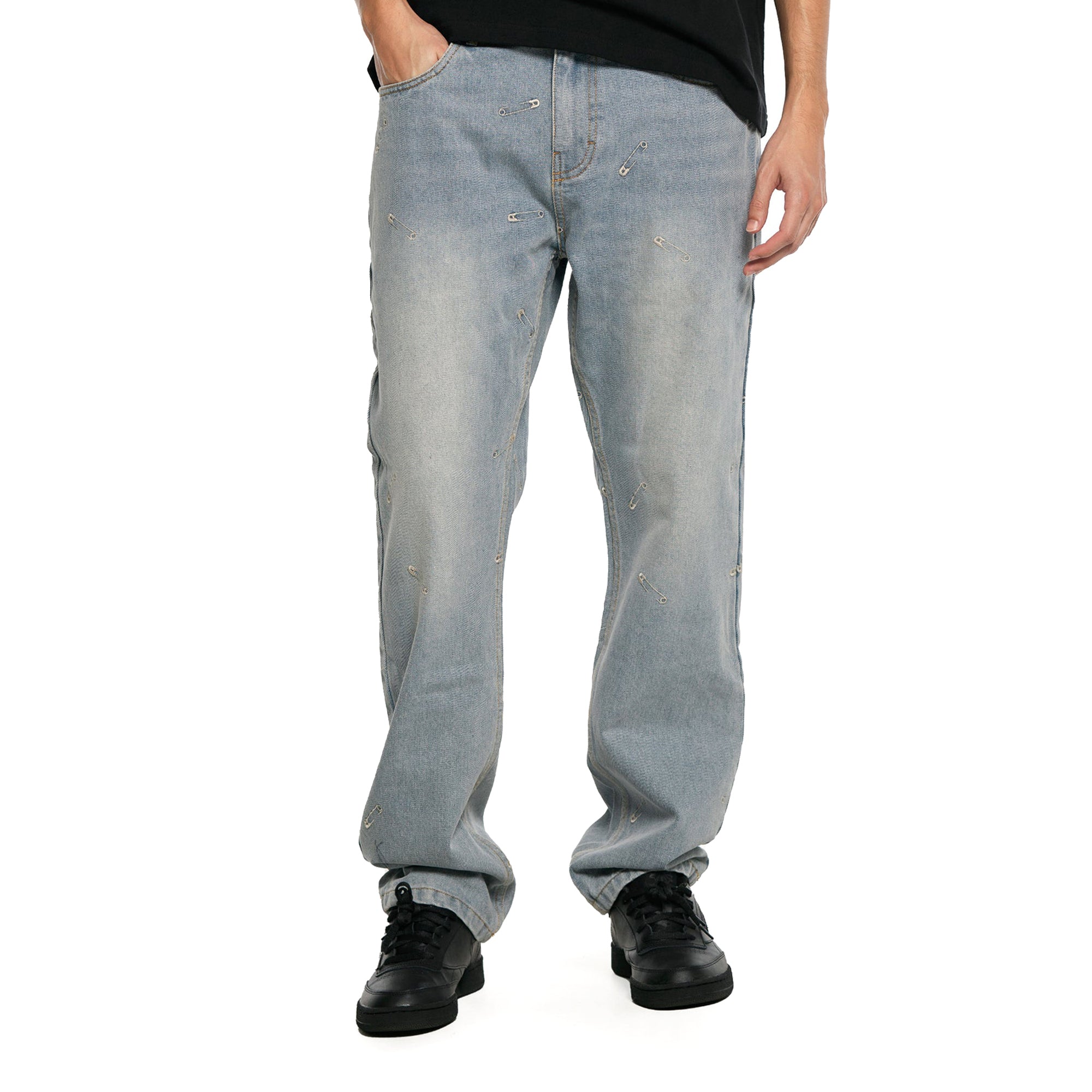 Pleasures Mens Saftey Pin 5 Pocket Jeans