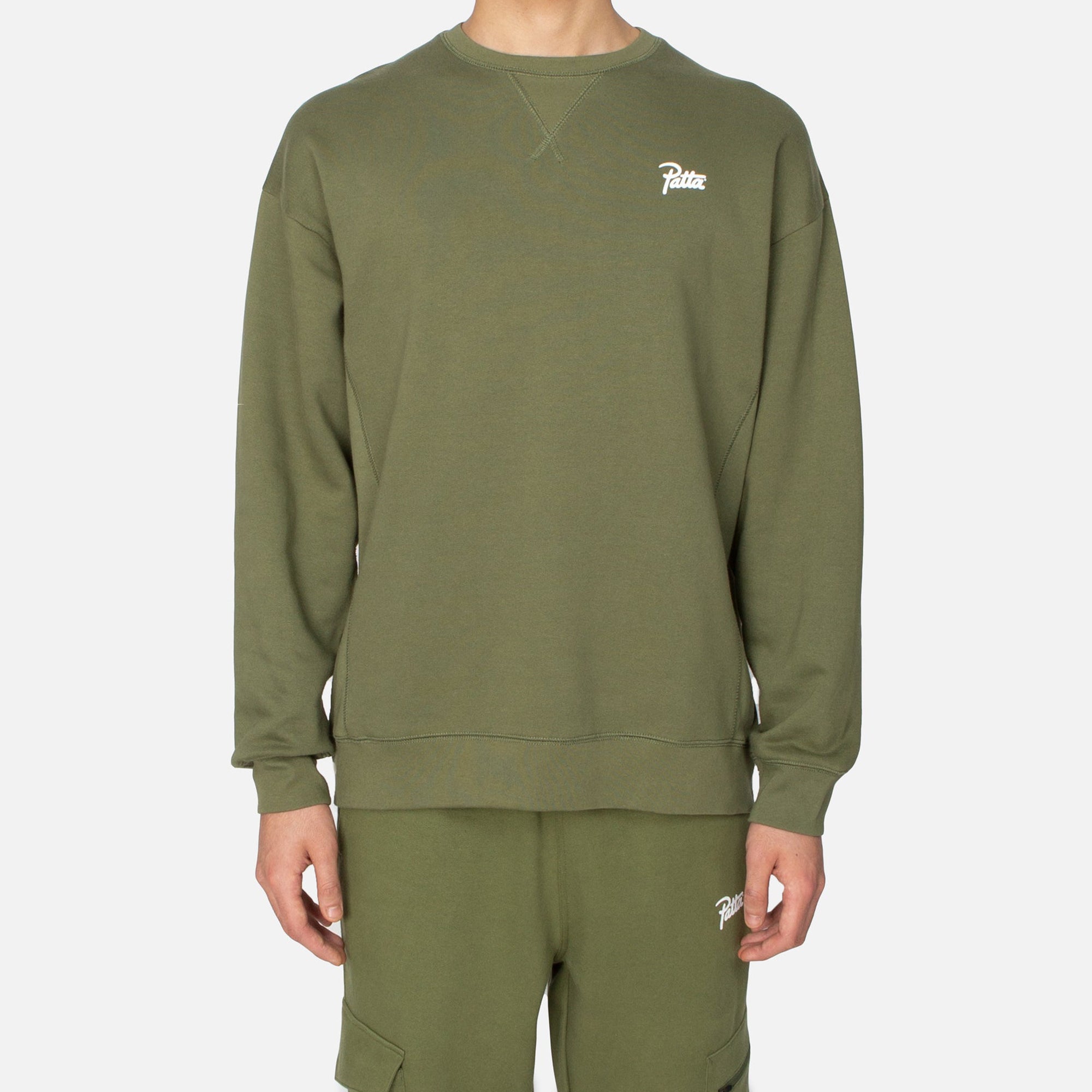 Patta Mens Basic Summer Crewneck Sweater 'Olivine'