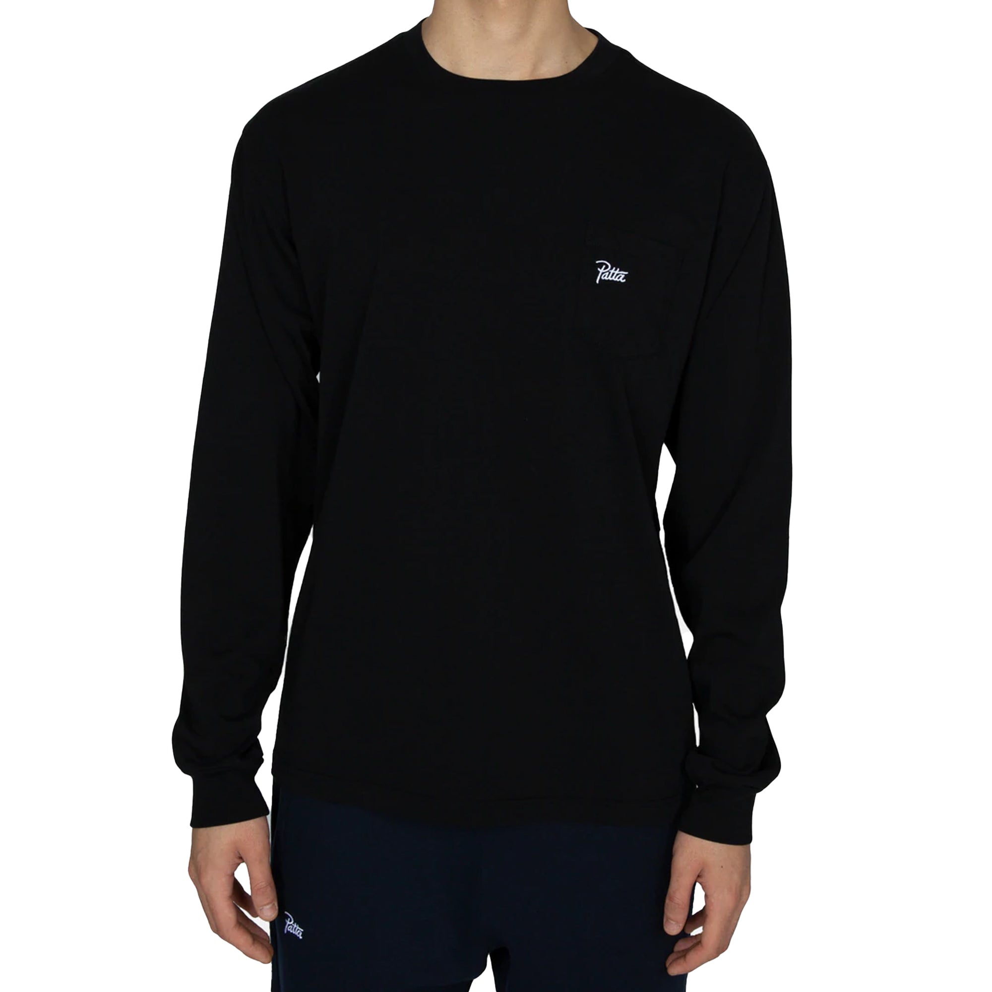 Patta Mens Basic Washed Pocket Longsleeve T-Shirt 'Black'