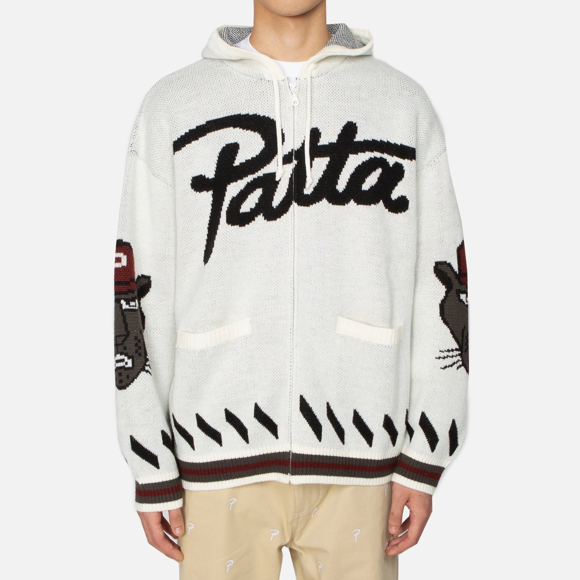 Patta Mens Cartoon Knitted Jacket 'Whitecap Gray'