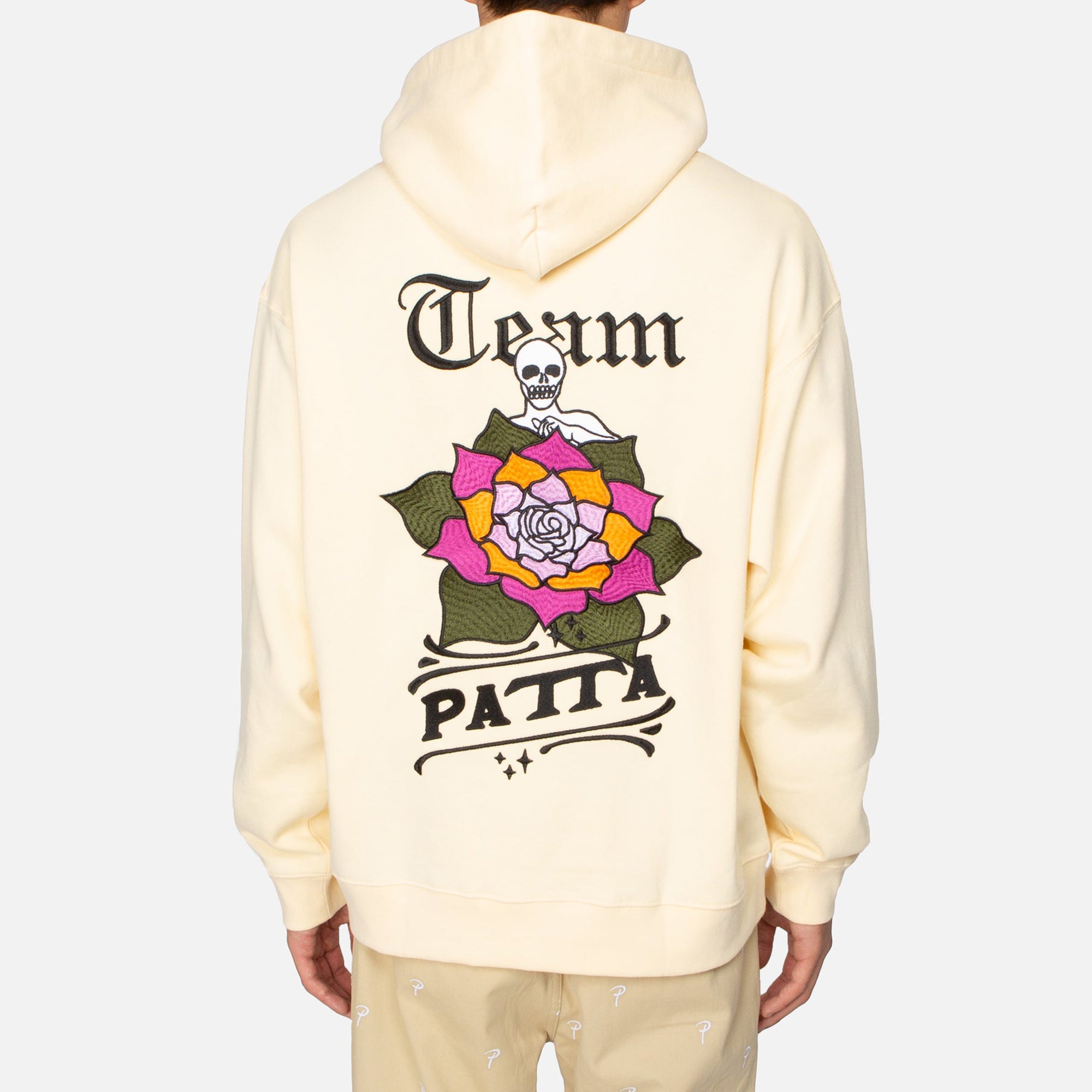 Patta Mens La Flor Hooded Sweater 'Vanilla Custard'