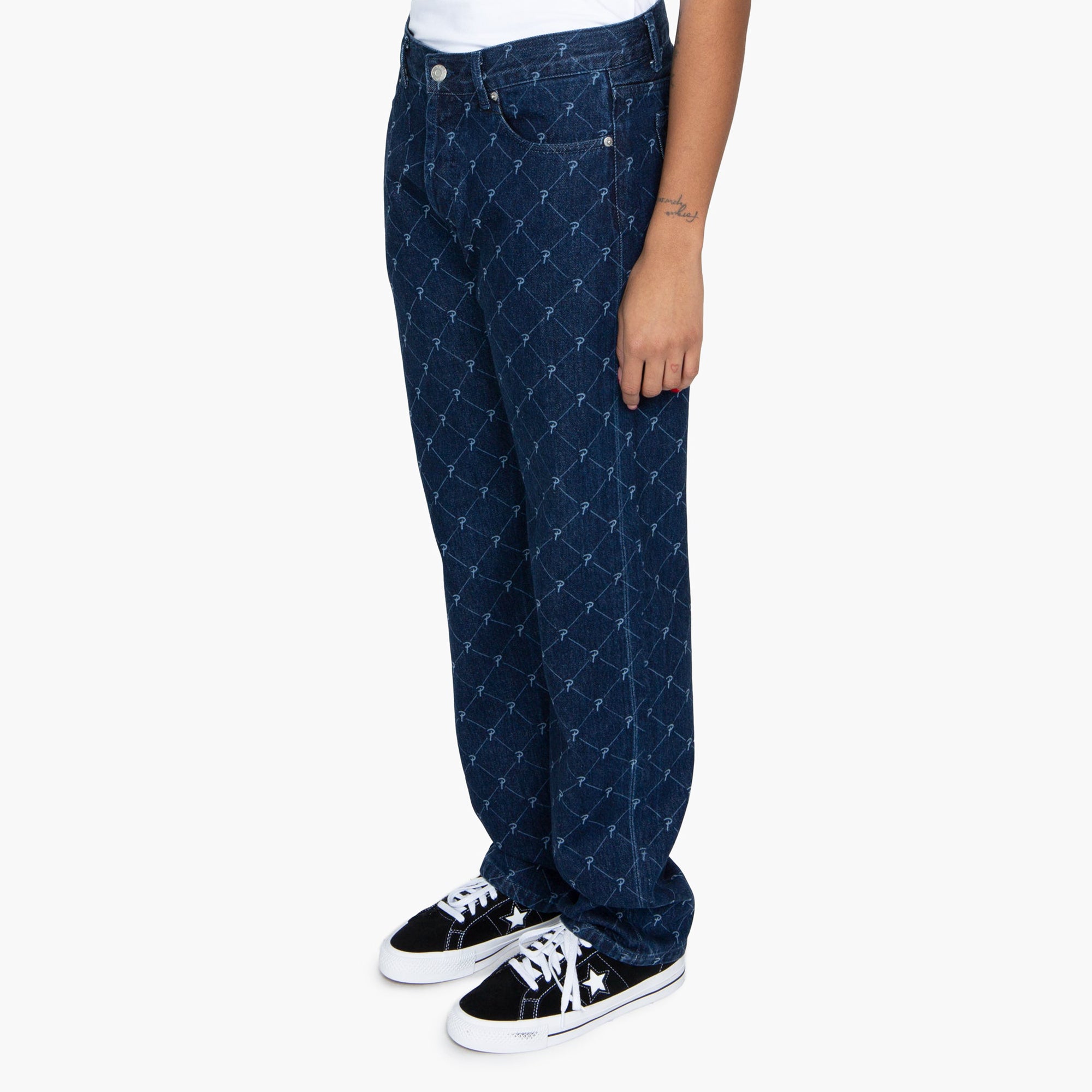 Patta Mens Laser Printed Denim Pants 'Dark Blue'