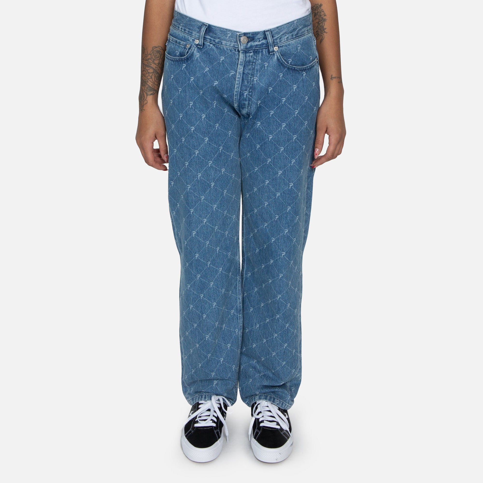 Patta Mens Laser Printed Denim Pants 'Light Blue'