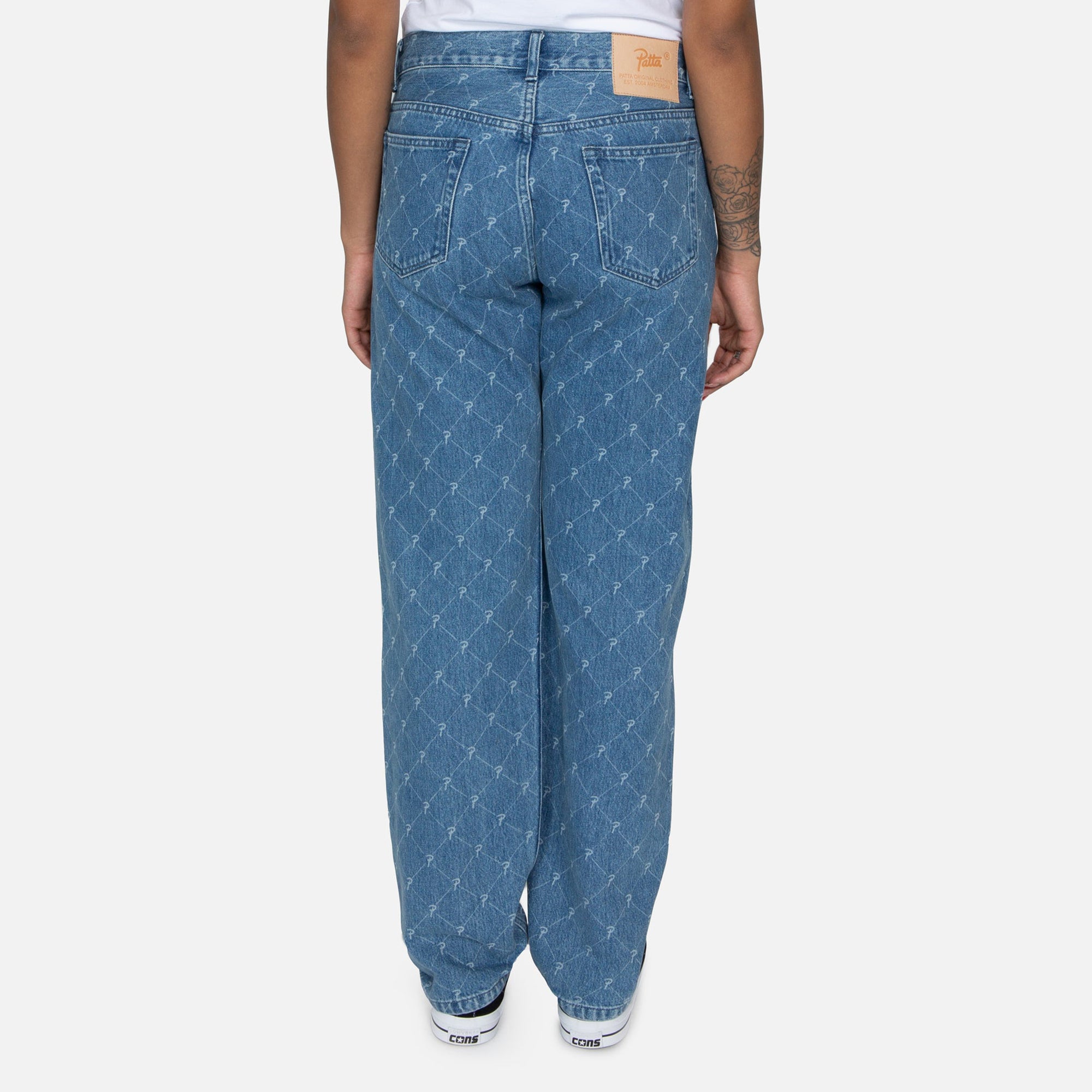 Patta Mens Laser Printed Denim Pants 'Light Blue'