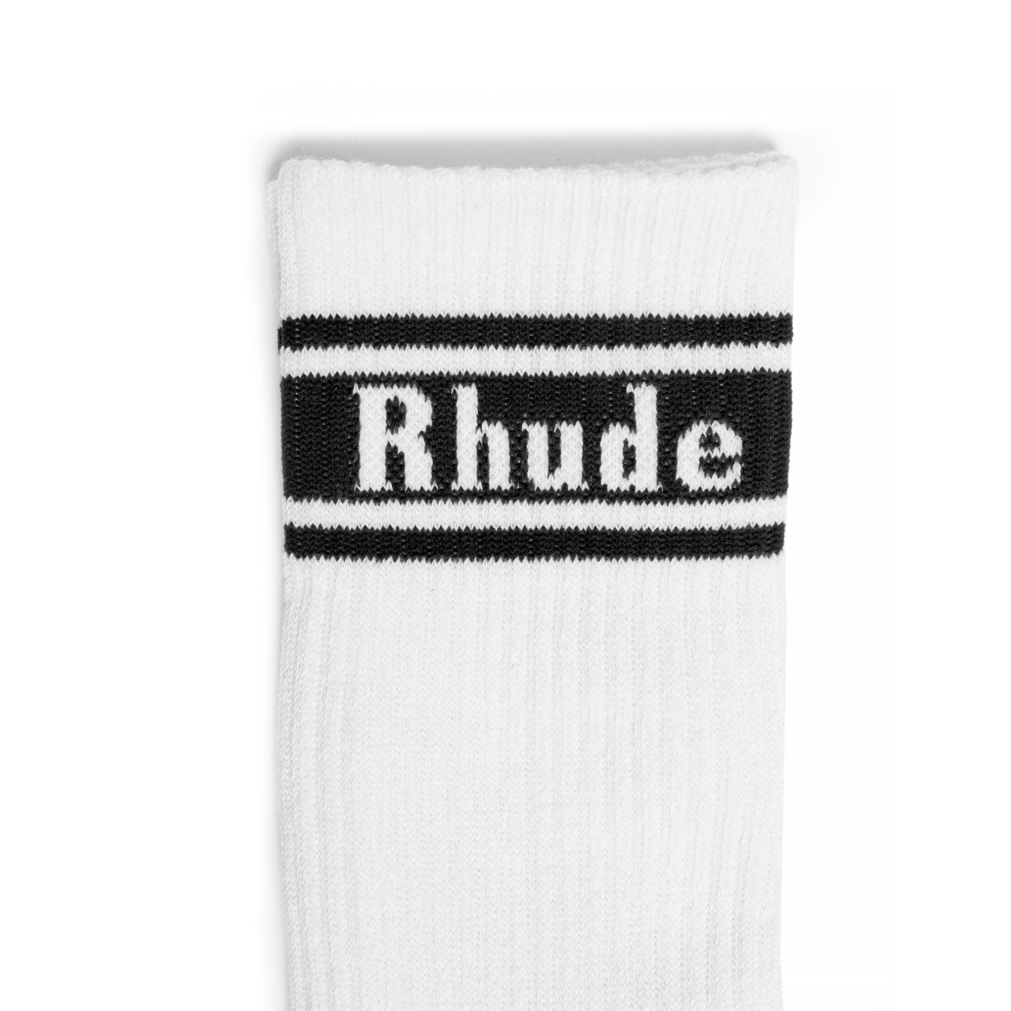 Rhude Mens Stripe Logo Sock 'White/Black'