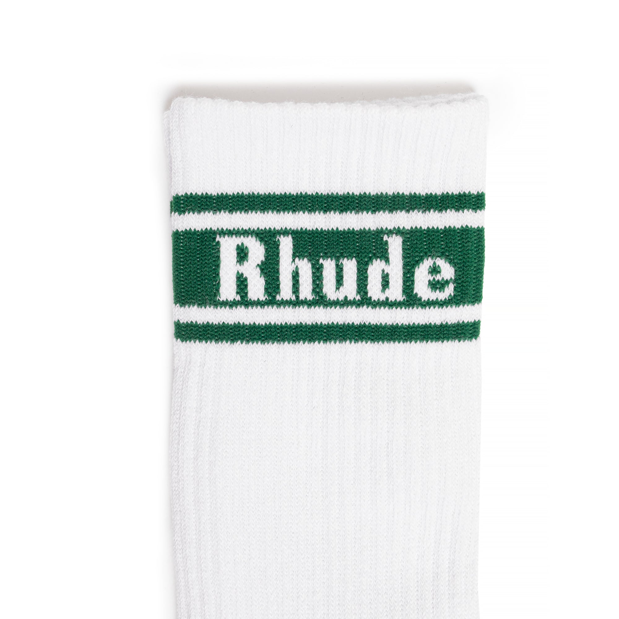Rhude Mens Stripe Logo Sock 'White/Forest'
