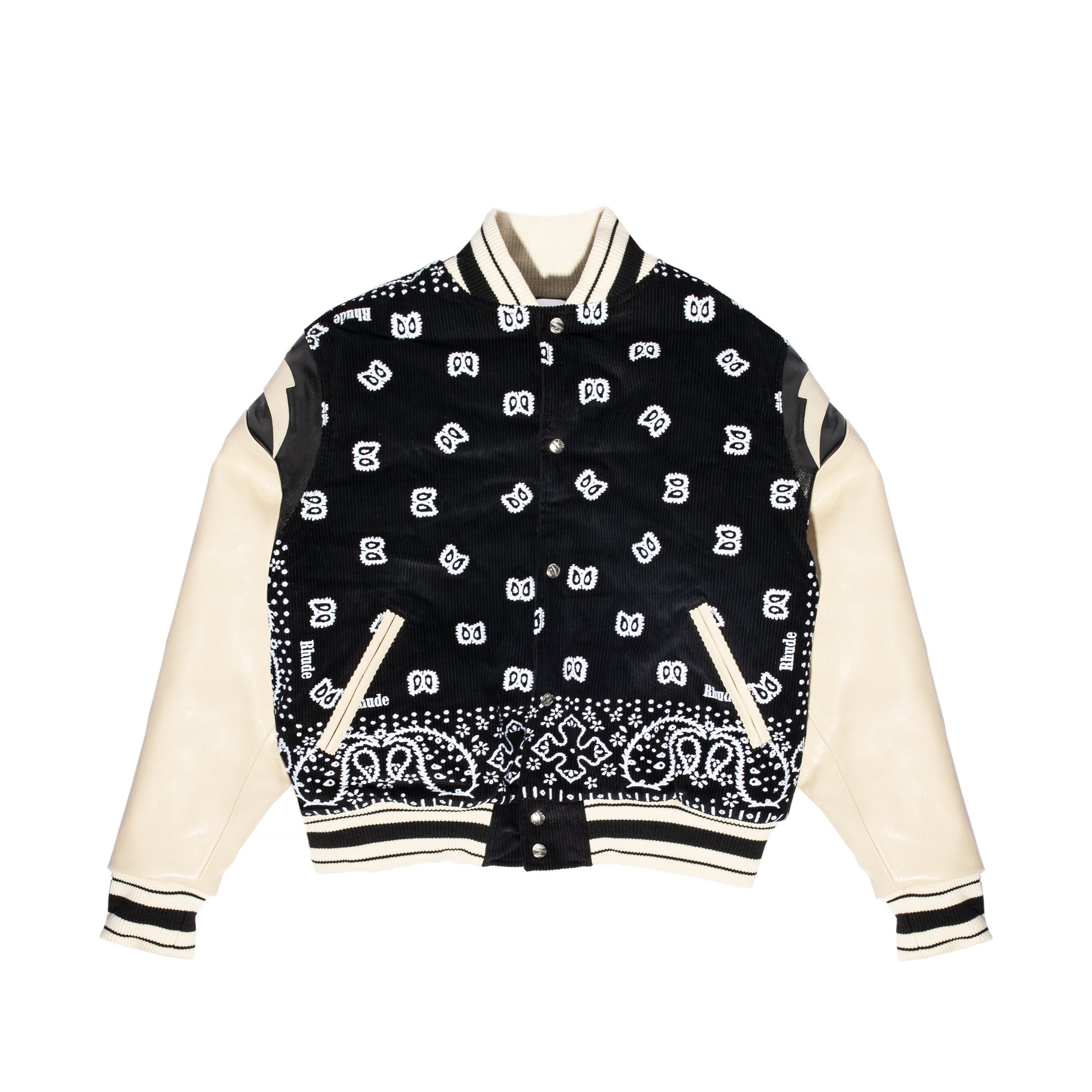 Rhude Mens Bandana Bomber Jacket 'Black/White'