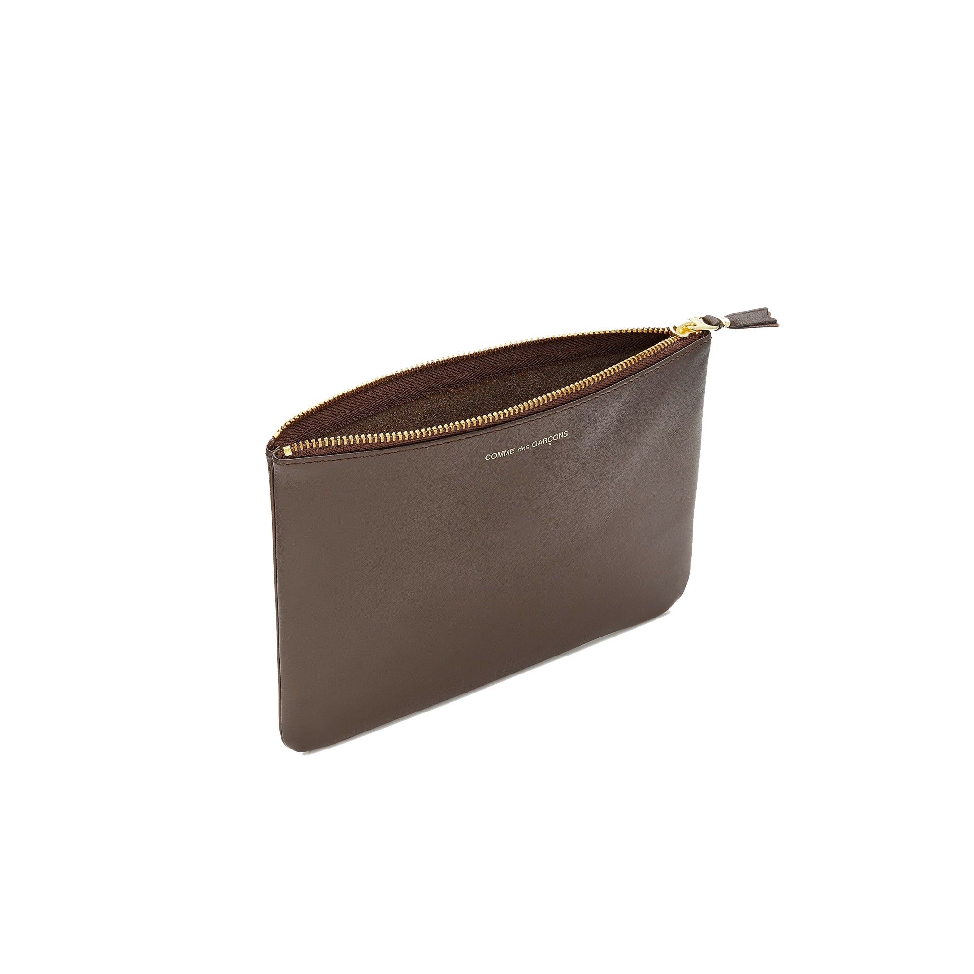 Comme Des Garcon Wallet: Classic Leather Line Clutch in Brown