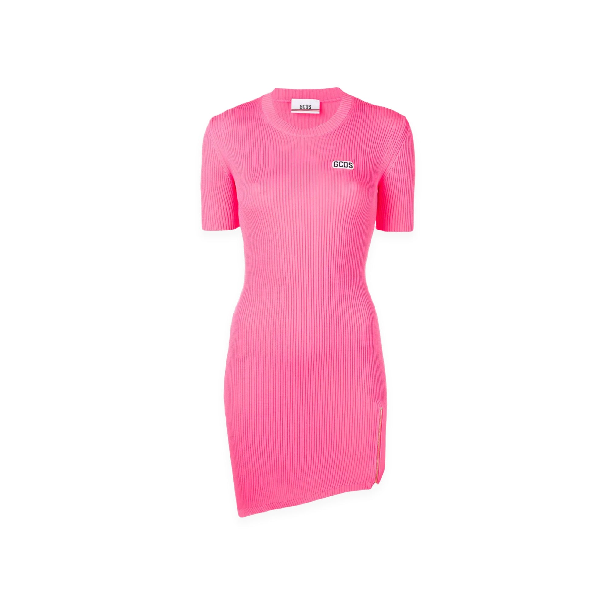 GCDS Womens Fluo Asymmetrical Zip Dress