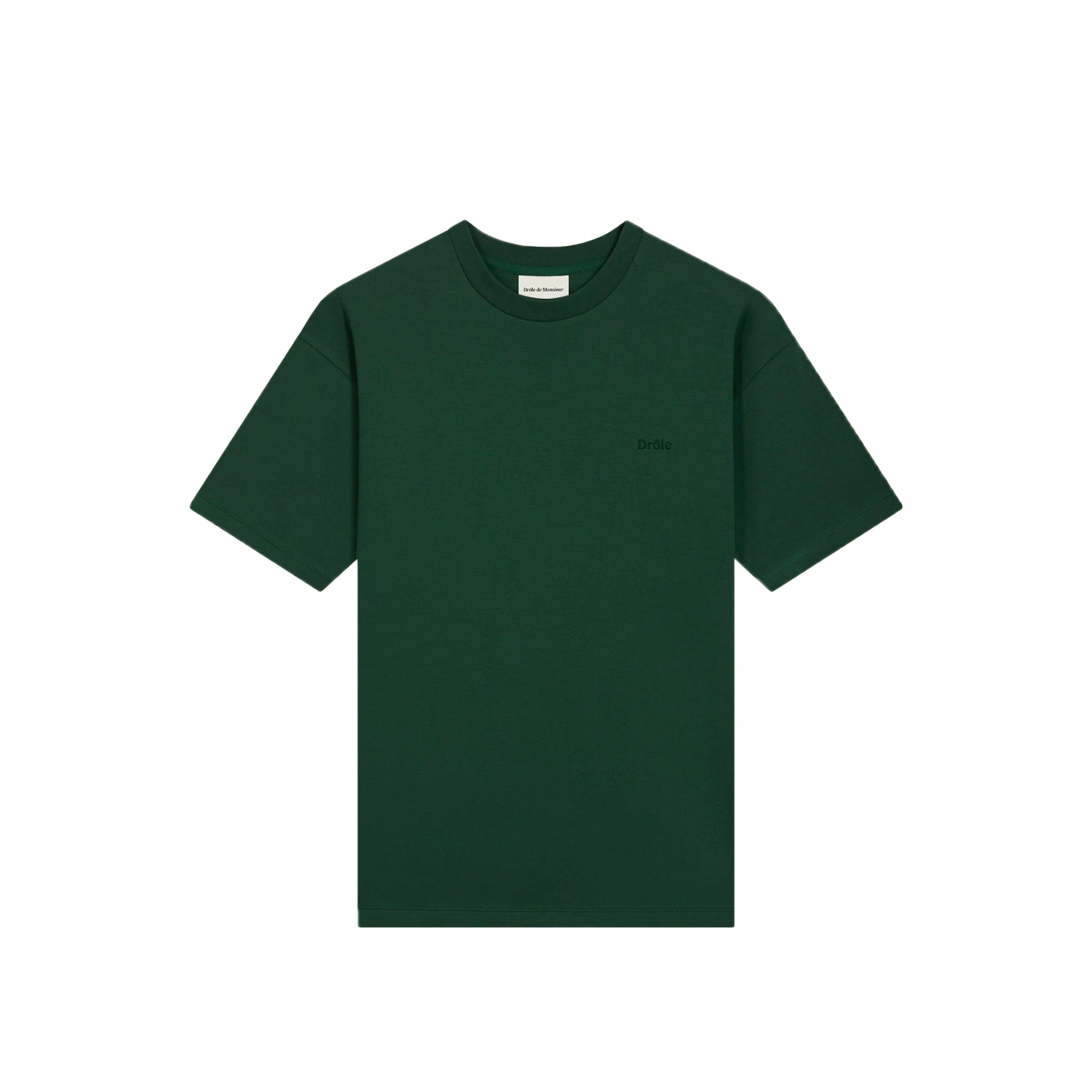 Drole De Monsieur Mens Embroidered Logo Classic SS Tee Dark Green