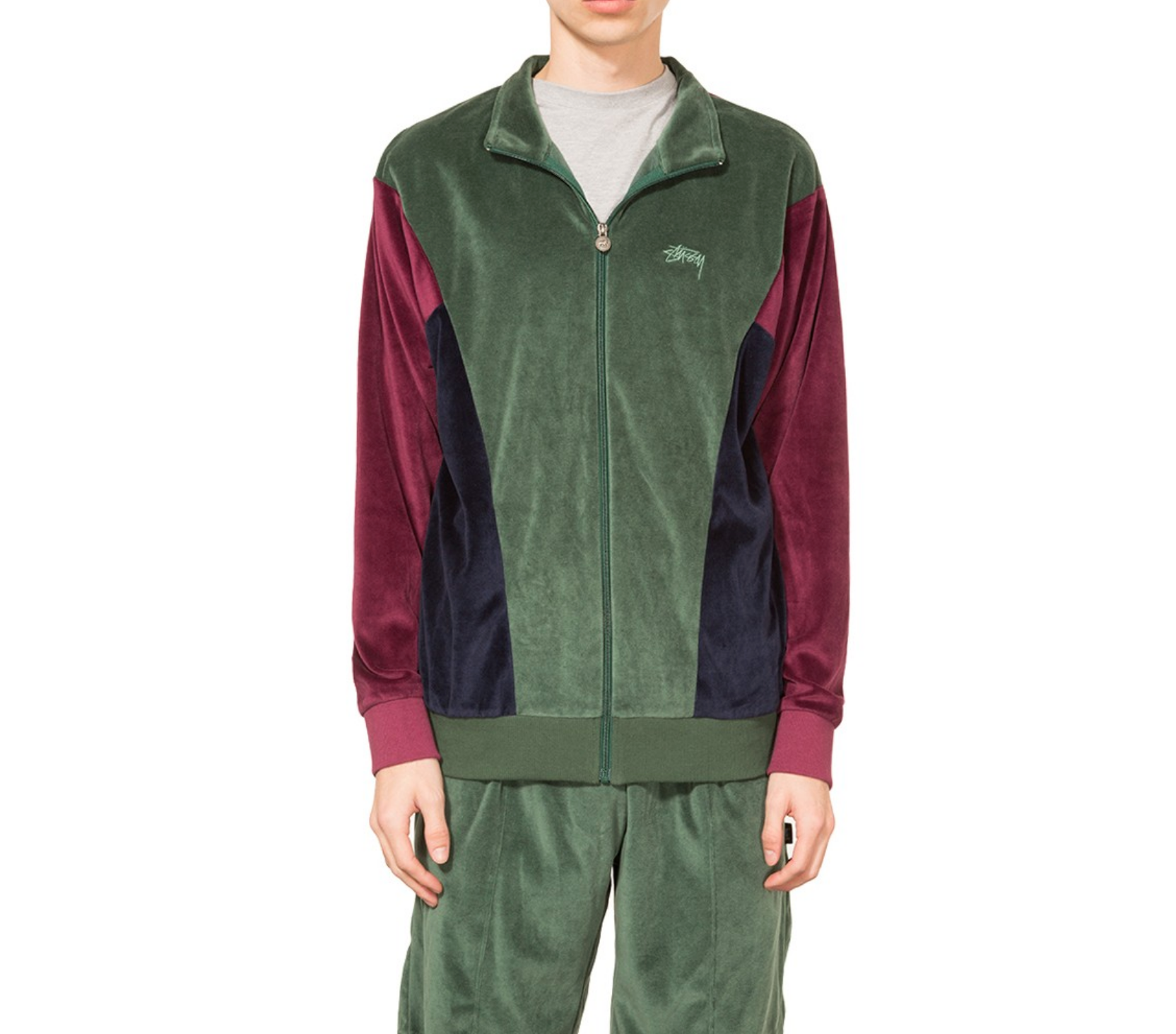 Stussy Velour Paneled Track Jacket [115393]