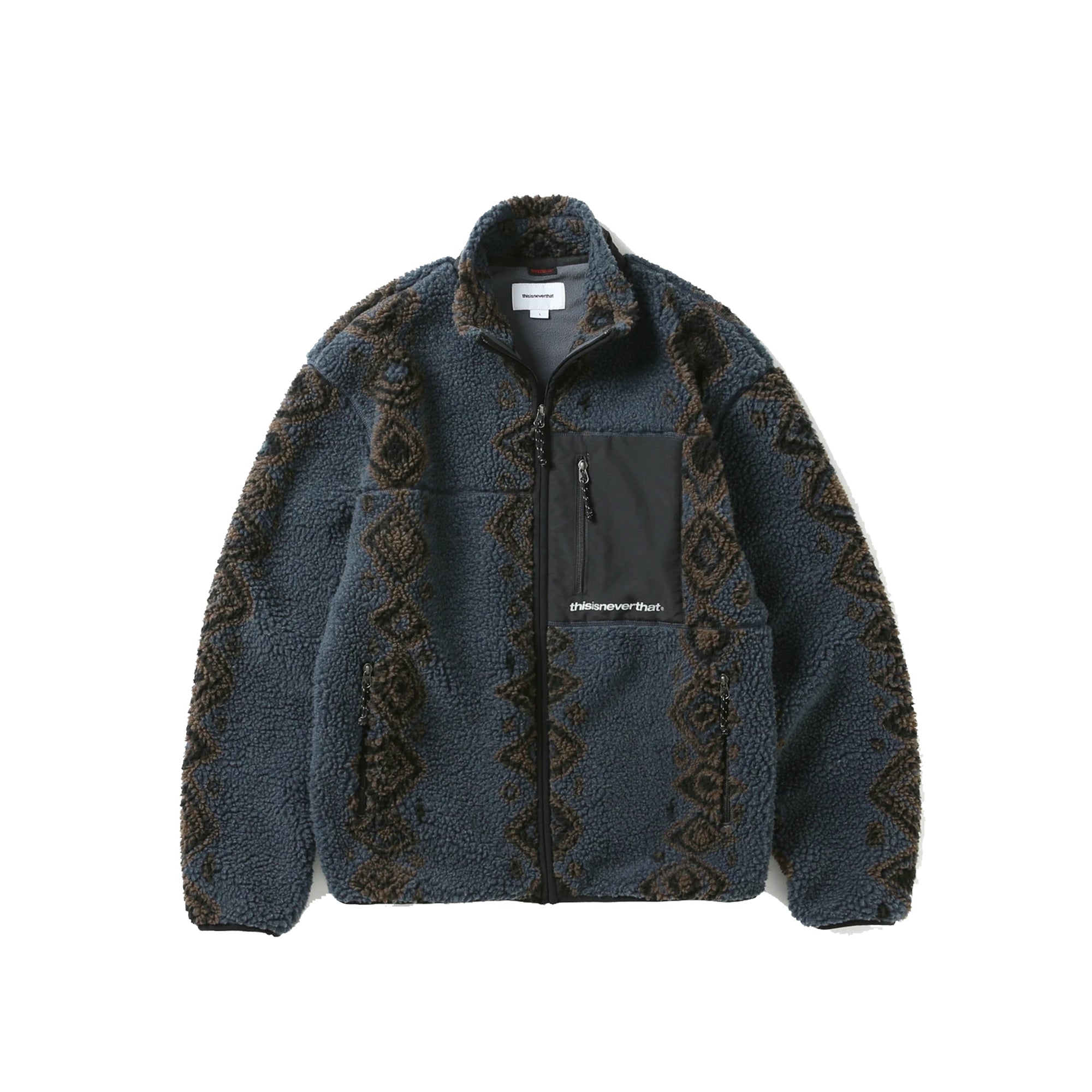THISISNEVERTHAT Mens Sherpa Fleece Jacket 'Navy'