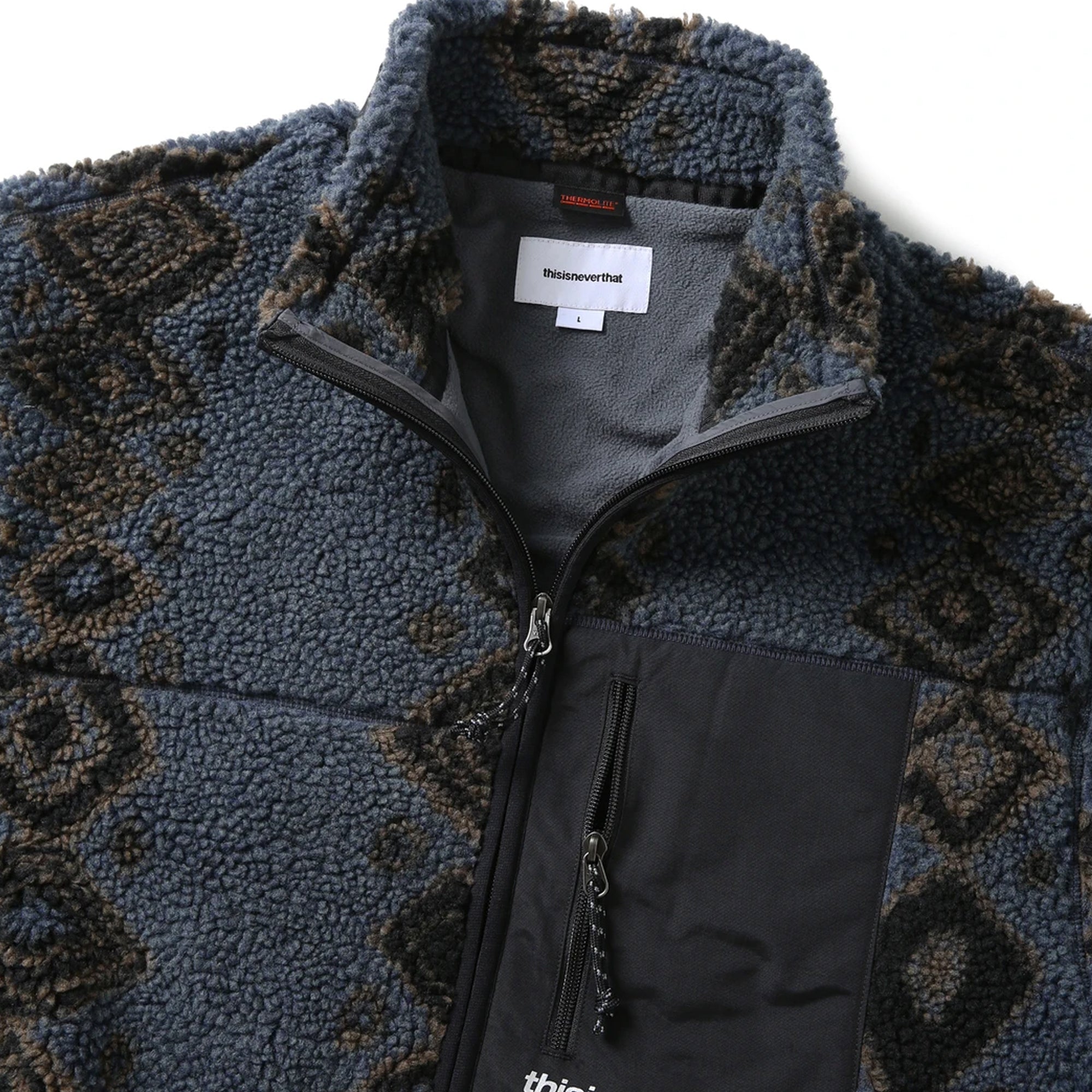 THISISNEVERTHAT Mens Sherpa Fleece Jacket 'Navy'