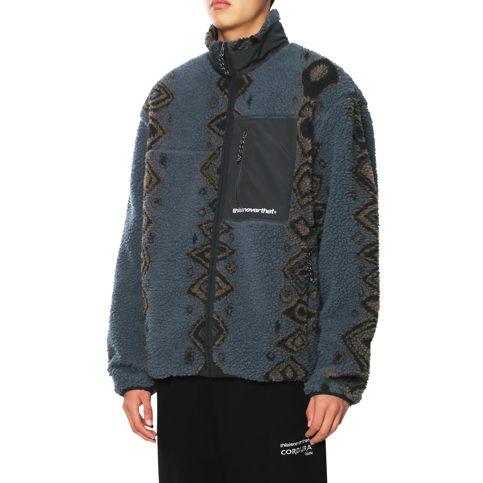 THISISNEVERTHAT Mens Sherpa Fleece Jacket 'Navy'